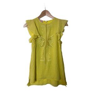 Giamba by Giambattista Yellow Embrodiered Blouse Top 40 XS